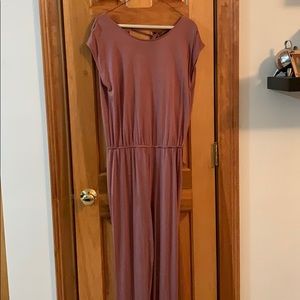 Pale pink open back jumpsuit